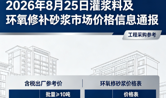 梨树2026年8月25日灌浆料及环氧修补砂浆市场价格信息通报
